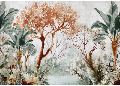 Флис Фототапет Тропическа природна картина акварел